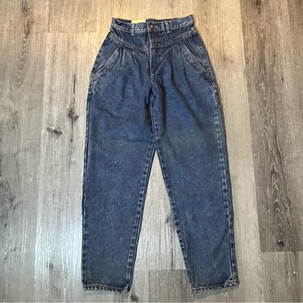Vintage 80s Bill Blass Blue Denim High Waisted Pleated Mom Jeans Tapered Leg